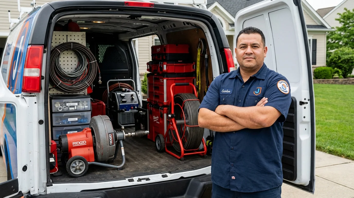 Professional drain cleaning equipment and Johns Plumbing LLC plumber in New River