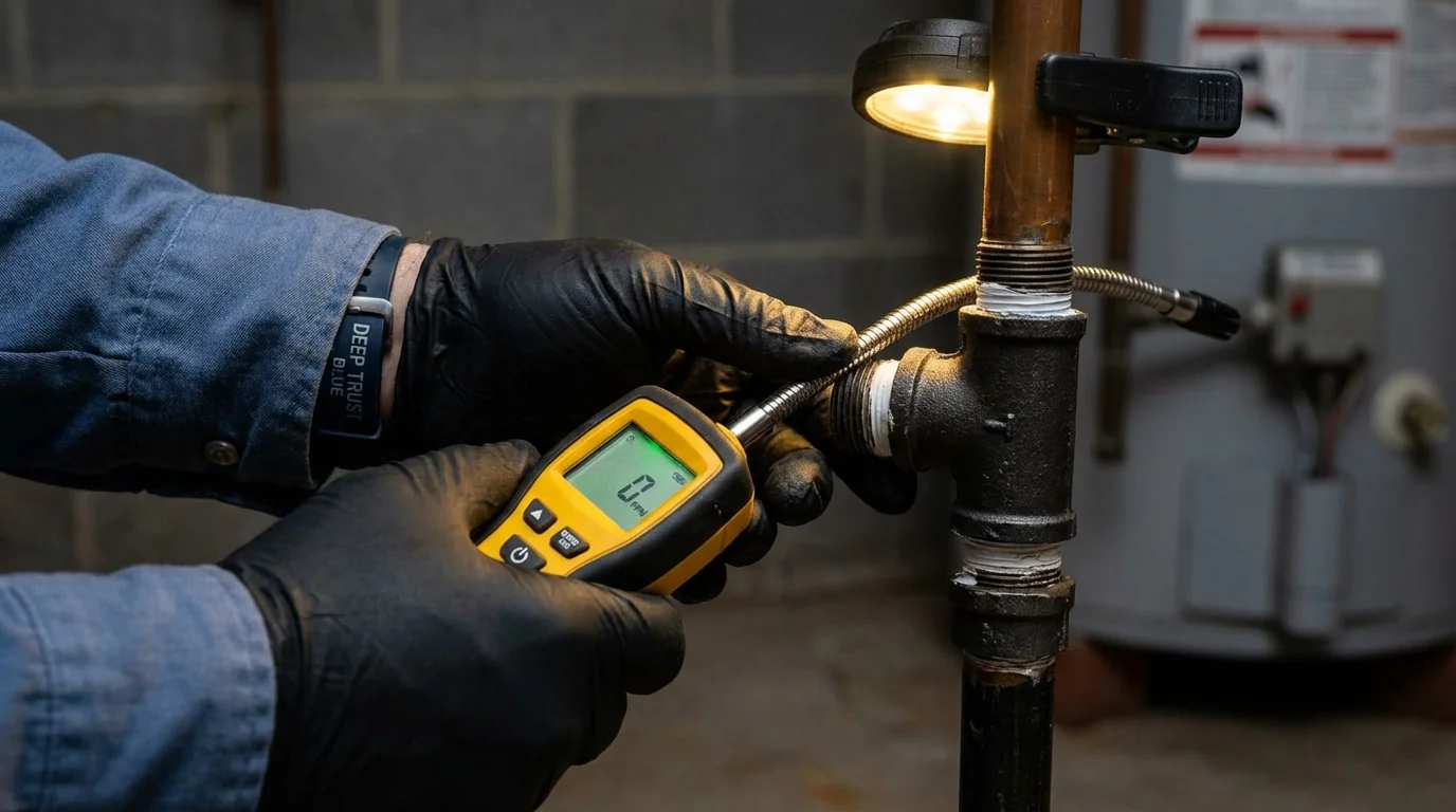 Gas leak detection with electronic sniffer by Johns Plumbing LLC in New River