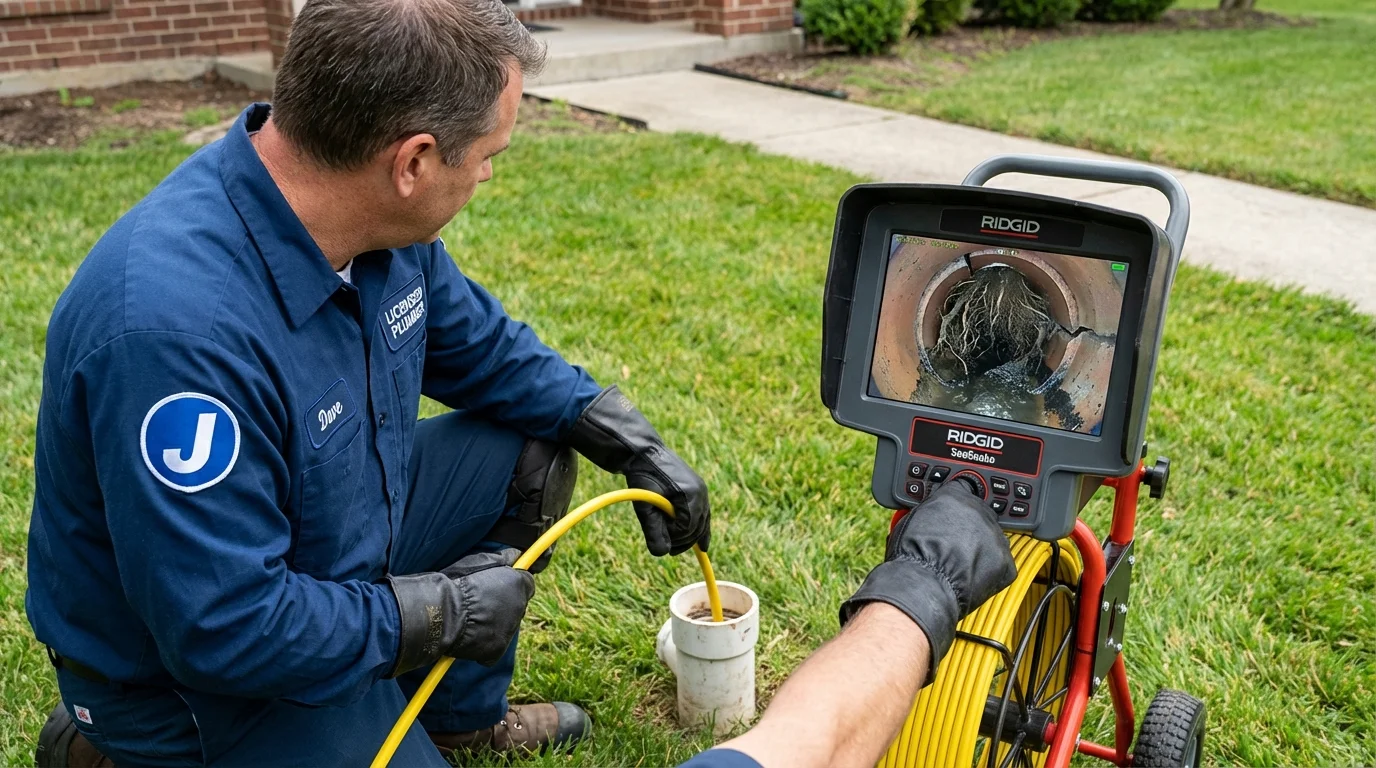 Sewer camera inspection being performed by Johns Plumbing LLC in New River